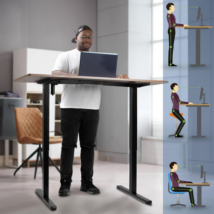 Duronic CD160 BO Bureau Assis-Debout électrique Complet avec Plateau de 160 cm Hauteur Ajustable de 72 à 118 cm Charge maximale de 70 kg Poste Travail Assis Debout Domicile télétravail Bureau