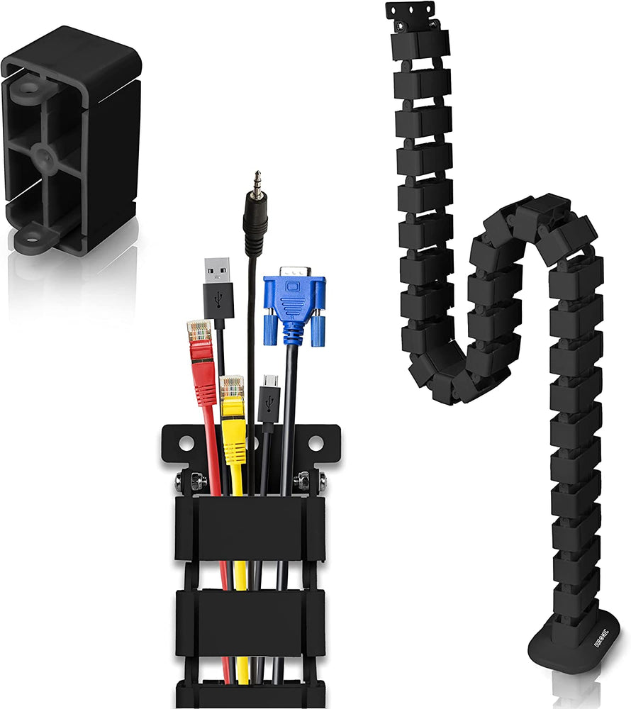 Duronic CM1DM BK Conduit de câbles | Goulotte de 130 cm pour Ranger câbles | Ajustable et Flexible | Idéal pour sécuriser câbles USB ethernet et Alimentation et éviter Tout Accident