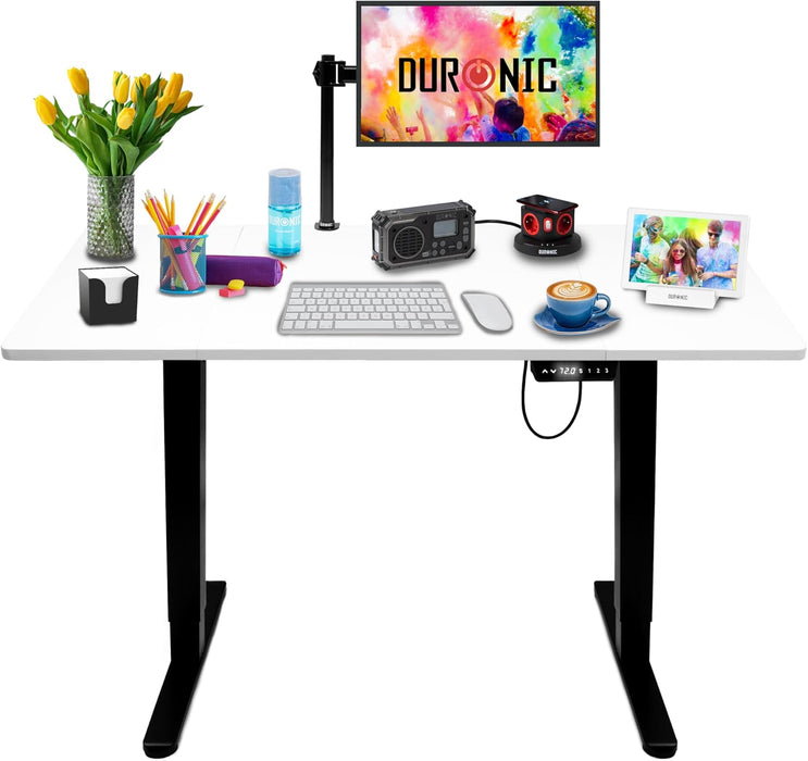 Duronic CD120 BW Bureau Assis-Debout électrique Complet avec Plateau de 120 cm Hauteur Ajustable de 72 à 118 cm Charge maximale de 70 kg Poste Travail Assis Debout Domicile télétravail Bureau