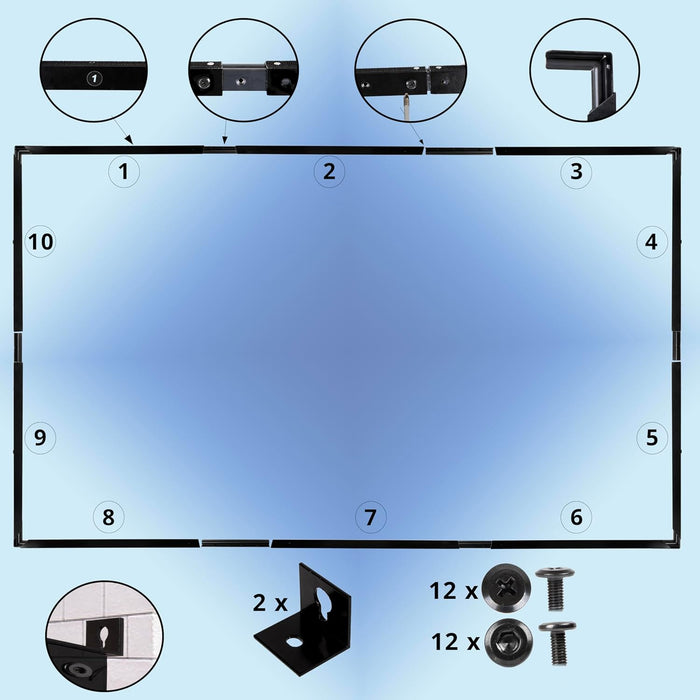 Duronic SFPS120 16:9 Ecran de Projection vidéoprojecteur 120 Pouces Toile de Projection écran Home 4K Full HD 3D Cinema soirée cinéma Bureaux Conférence Classe école Montage Mural trépied