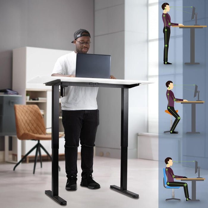 Duronic CD120 BW Bureau Assis-Debout électrique Complet avec Plateau de 120 cm Hauteur Ajustable de 72 à 118 cm Charge maximale de 70 kg Poste Travail Assis Debout Domicile télétravail Bureau