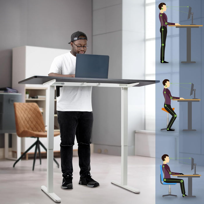 Duronic CD140 WK Bureau Assis-Debout électrique Complet avec Plateau de 140 cm Hauteur Ajustable de 72 à 118 cm Charge maximale de 70 kg Poste Travail Assis Debout Domicile télétravail Bureau