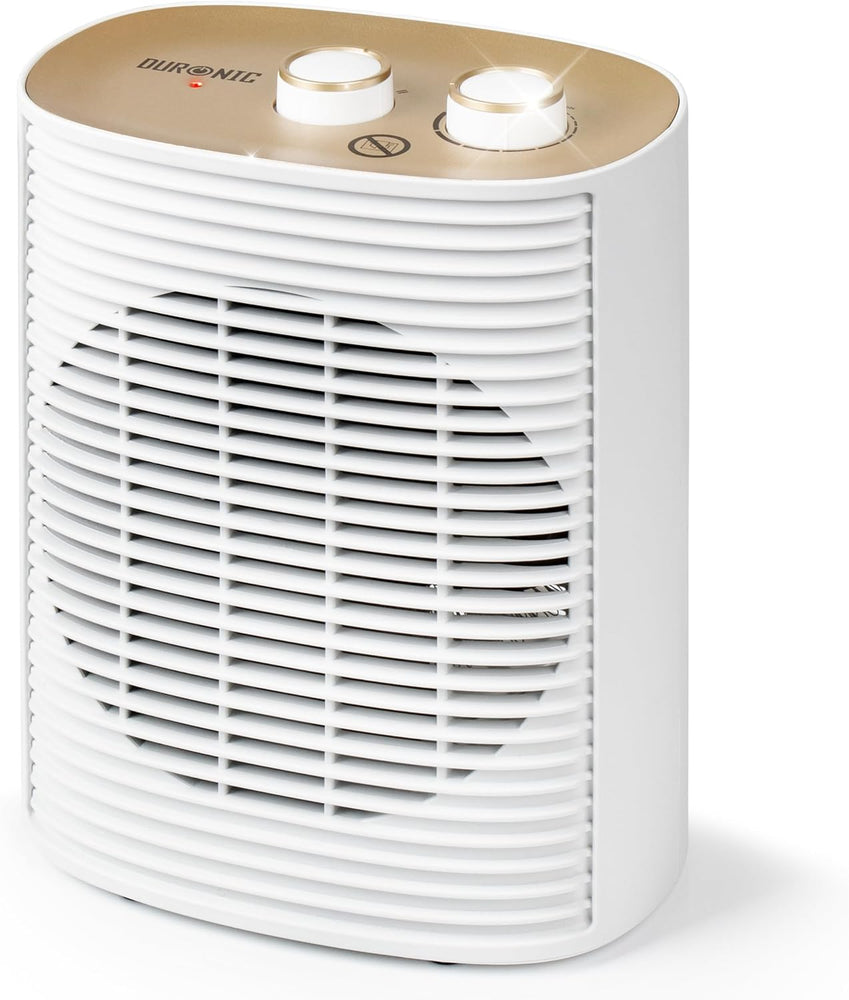 Duronic HV32 WE Radiateur soufflant électrique 2000W Thermostate réglable avec Mode éco Mode turbo Sécurité antibasculement avec arrêt automatique Idéal maison bureau garage