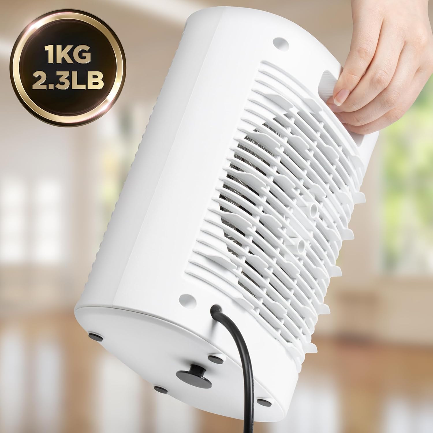 Duronic HV32 WE Radiateur soufflant électrique 2000W Thermostate réglable avec Mode éco Mode turbo Sécurité antibasculement avec arrêt automatique Idéal maison bureau garage
