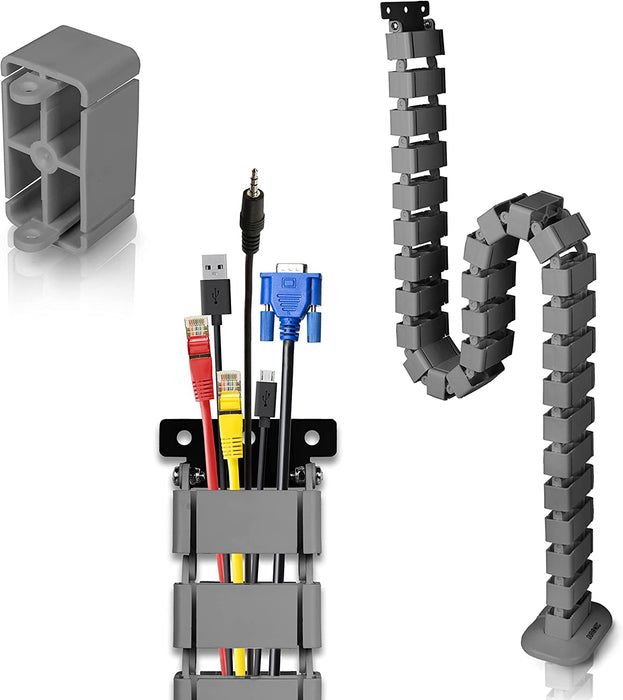 Duronic CM1DM SR Conduit de câbles | Goulotte de 130 cm pour Ranger câbles | Ajustable et Flexible | Idéal pour sécuriser câbles USB ethernet et Alimentation et éviter Tout Accident