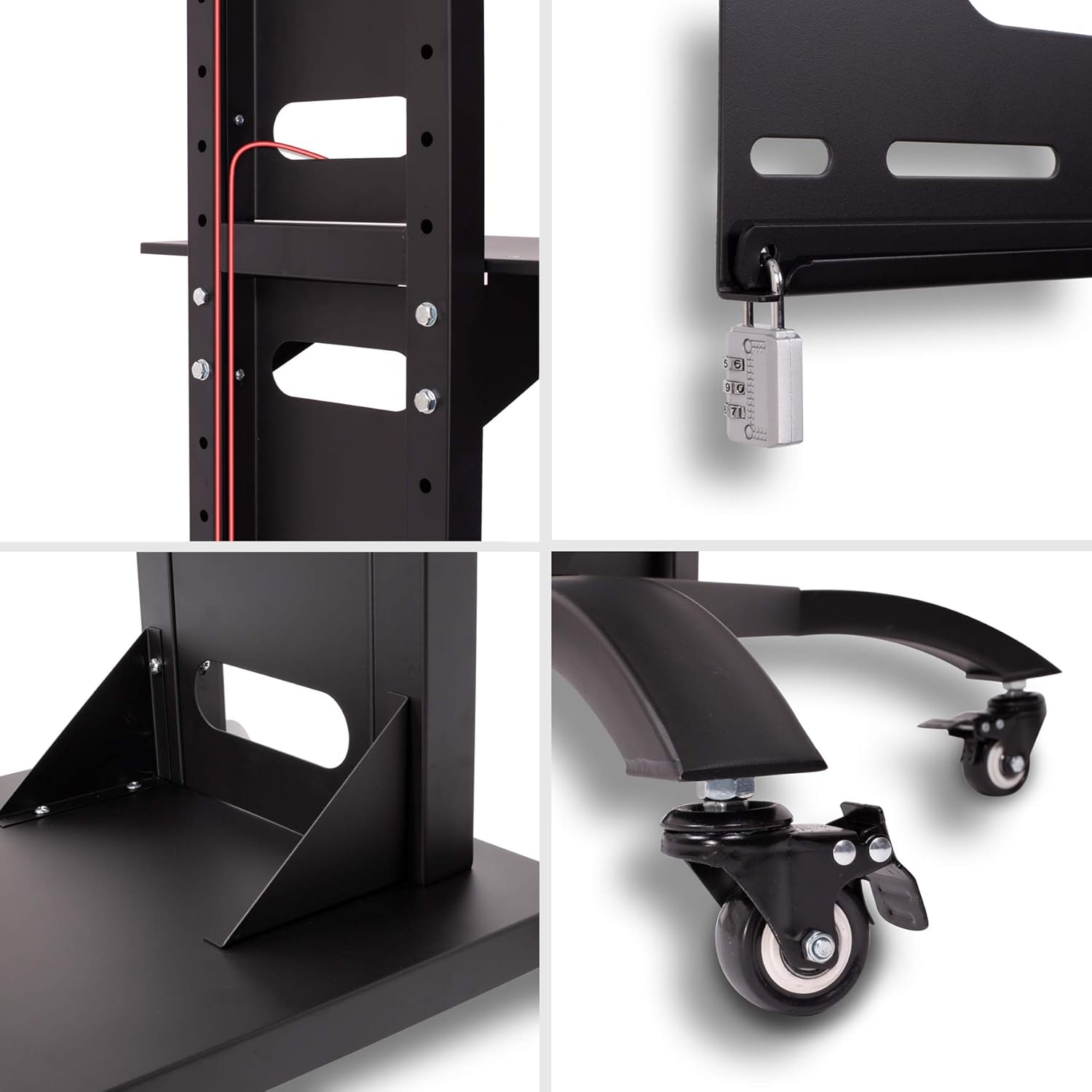 Duronic TVS4T1 Meuble TV pour écran 37 à 70 Pouces Support télévision LCD LED OLED QLED VESA 600x400 mm Charge Max 82 kg roulettes intégrées