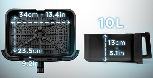 Duronic AF14 WG Friteuse à Air avec 1 grand tiroir de 10L inclus Airfryer avec 10 Programmes de Cuisson Préréglés Sans huile Gâteaux Poulet Rôtir Frites Déshydrater Réchauffer