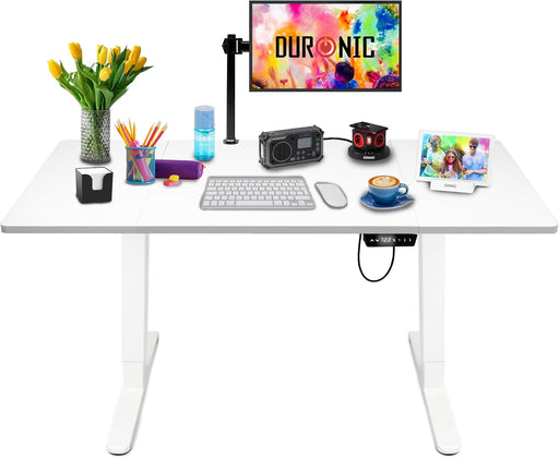 Duronic CD160 WE Bureau Assis-Debout électrique Complet avec Plateau de 160 cm Hauteur Ajustable de 72 à 118 cm Charge maximale de 70 kg Poste Travail Assis Debout Domicile télétravail Bureau