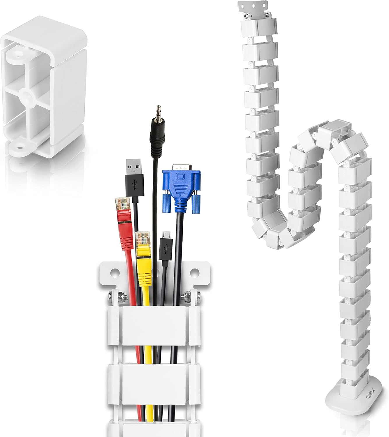 Duronic CM1DM WE Conduit de câbles Goulotte de 130 cm pour Ranger câbles Ajustable et Flexible Idéal pour sécuriser câbles USB ethernet et Alimentation et éviter Tout Accident