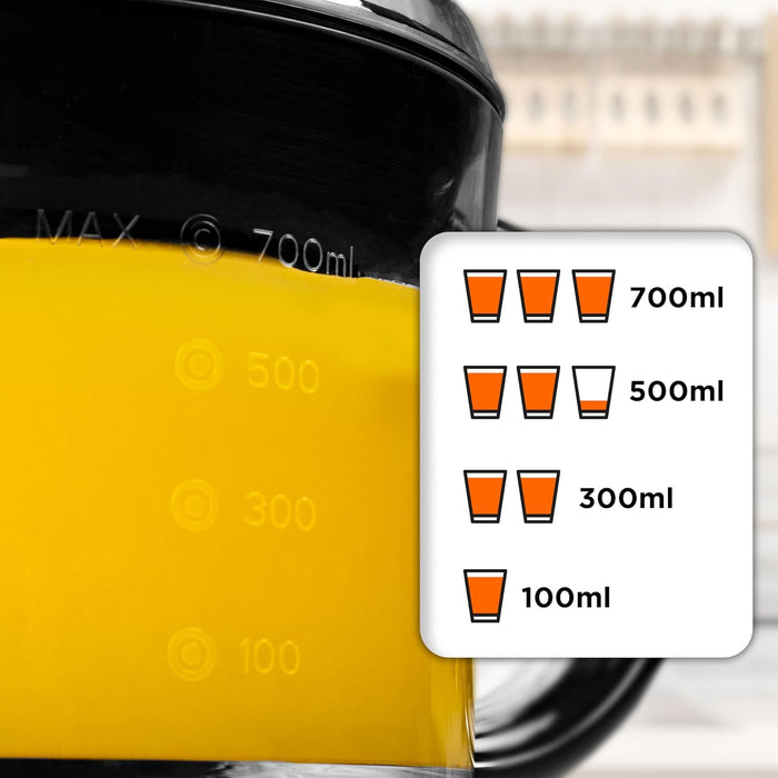 Duronic JE407 Presse-agrumes de 40W | Capacité de 700 ml | 2 cônes interchangeables | Filtre réglable pour la Pulpe | Idéal pour Jus d'Agrumes Oranges Citrons frais