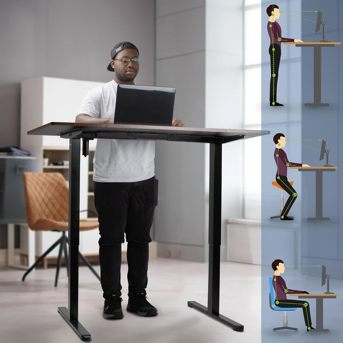 Duronic CD160 BT Bureau Assis-Debout électrique Complet avec Plateau de 160 cm Hauteur Ajustable de 72 à 118 cm Charge maximale de 70 kg Poste Travail Assis Debout Domicile télétravail Bureau