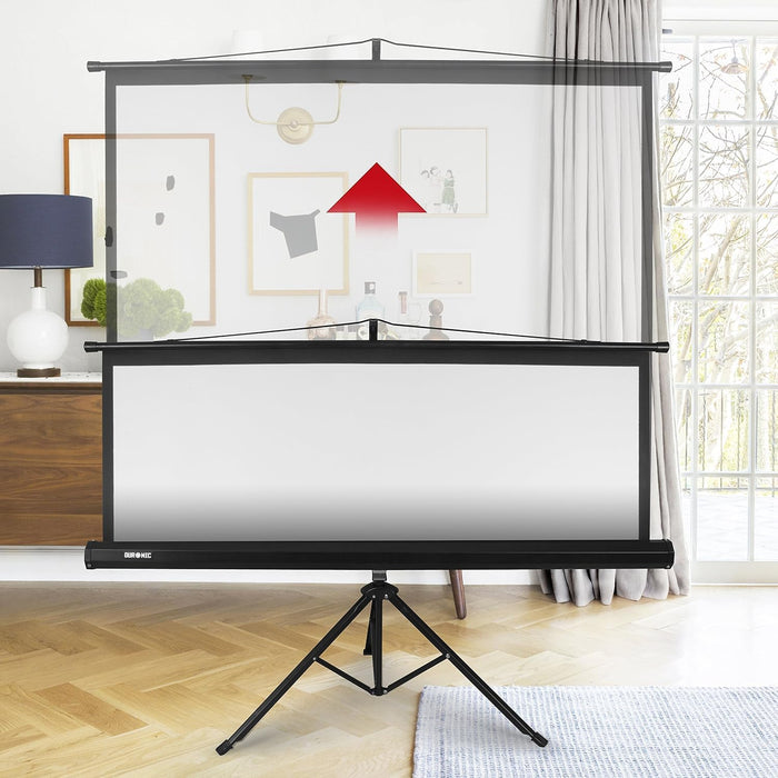 Duronic TPS75 16:9 Ecran de Projection TV et Home Cinema de 75 Pouces 190 cm | 166 x 93 cm | sur Trépied | Système de Verrouillage | Gain +1 idéal pour 3D 8K 4K 1080P