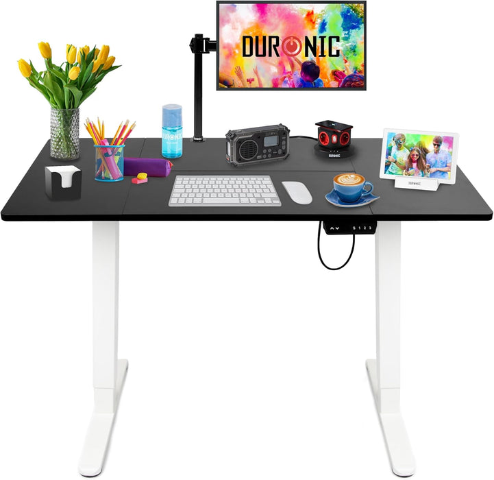 Duronic CD120 WK Bureau Assis-Debout électrique Complet avec Plateau de 120 cm Hauteur Ajustable de 72 à 118 cm Charge maximale de 70 kg Poste Travail Assis Debout Domicile télétravail Bureau