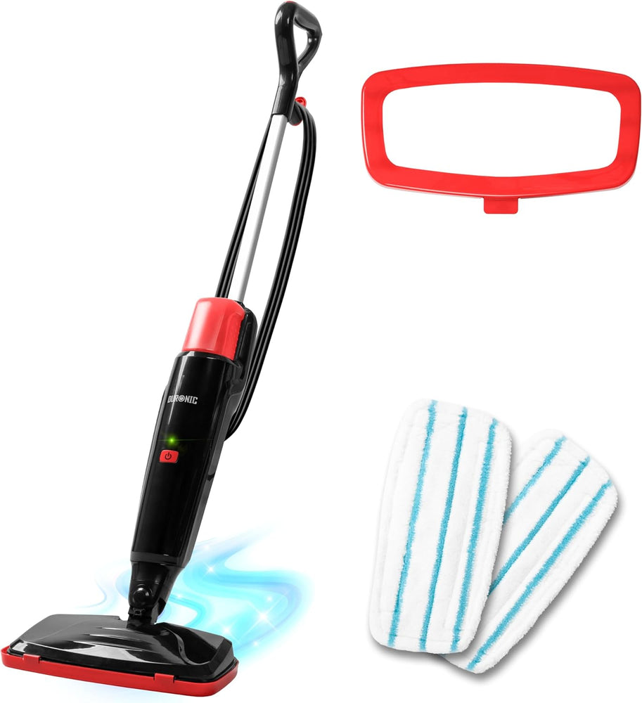 Duronic STM15 BK Balai nettoyeur vapeur de 1500W Réservoir de 500 ml Température maximale de 100°C Nettoyage sol dur carrelage tapis Nettoie sans produits chimiques