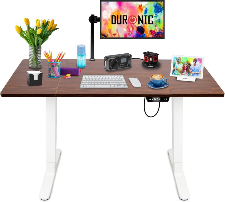Duronic CD140 WT Bureau Assis-Debout électrique Complet avec Plateau de 140 cm Hauteur Ajustable de 72 à 118 cm Charge maximale de 70 kg Poste Travail Assis Debout Domicile télétravail Bureau
