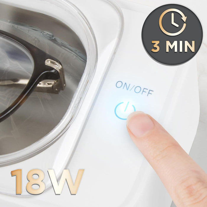Navaris Nettoyeur Ultrason 300ml - Machine Nettoyage Lunettes Bijoux Montres Outils