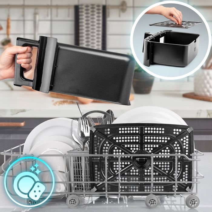 Duronic AF14 BK Friteuse à Air avec 1 grand tiroir de 10L inclus Airfryer avec 10 Programmes de Cuisson Préréglés Sans huile Gâteaux Poulet Rôtir Frites Déshydrater Réchauffer