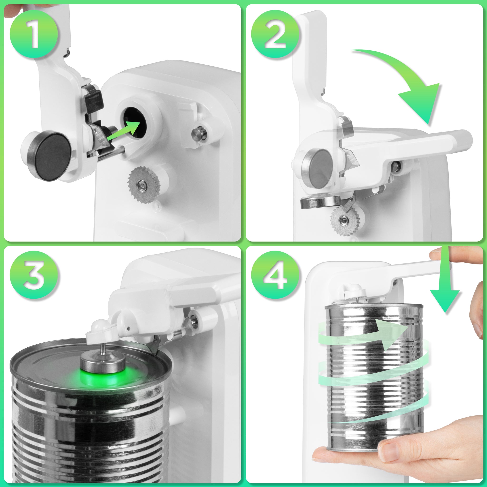 Duronic CO40 WE Ouvre-boîte électrique 50W Ouvre boîtes de conserve automatique Aiguiseur de couteaux Décapsuleur pour bouteille Permet de retirer les capsules des bouteilles et cannettes