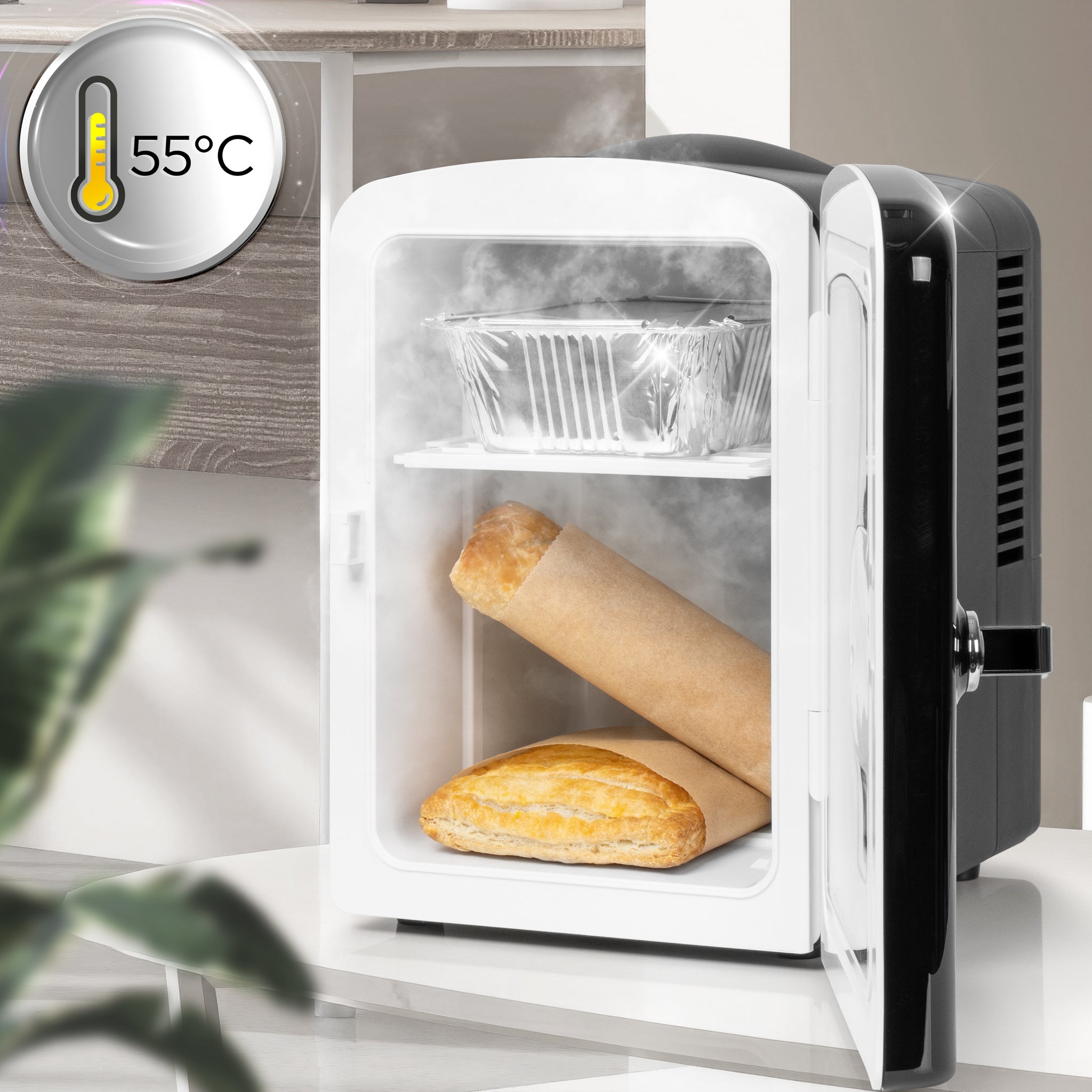 Duronic MFW4 BK Mini réfrigérateur 42W 4 litres Jusqu’à 6 cannettes Congélateur pour snacks boisson lait maternel cosmétique médicament Maintien au chaud Bureau chambre voiture camping bateau