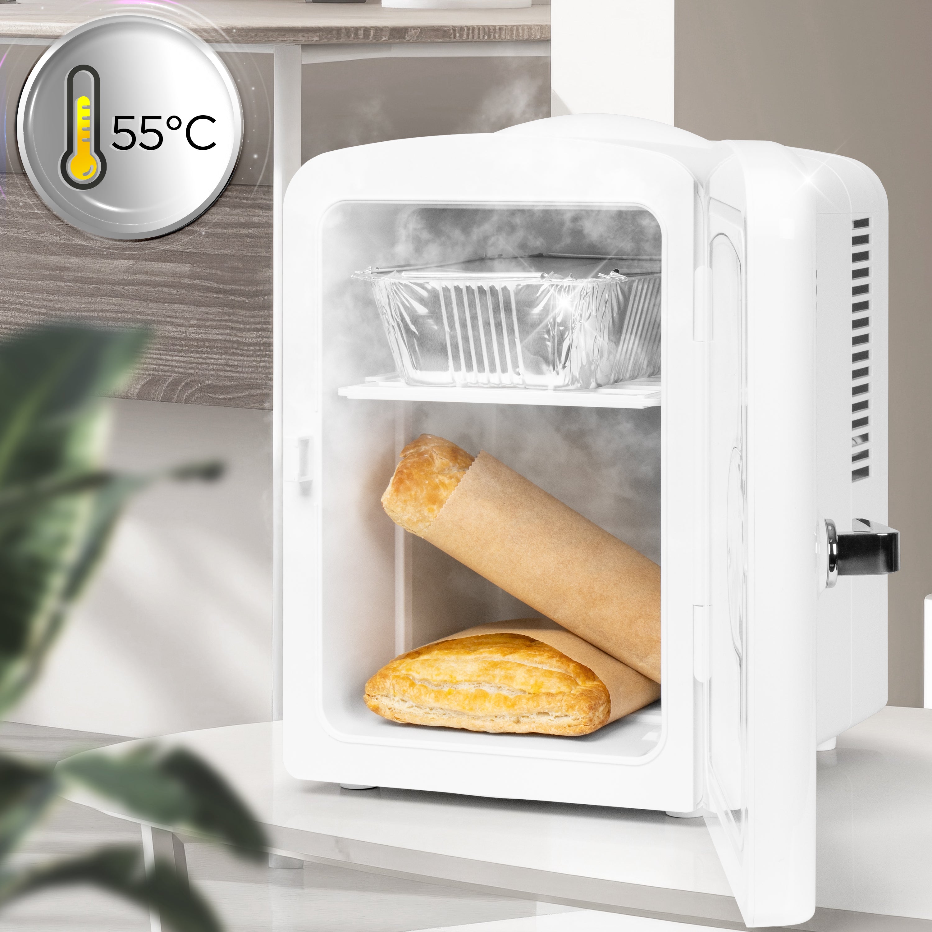 Duronic MFW4 WE Mini réfrigérateur 42W 4 litres Jusqu’à 6 cannettes Congélateur pour snacks boisson lait maternel cosmétique médicament Maintien au chaud Bureau chambre voiture camping bateau