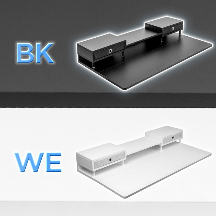 Duronic DD1 WE Plateau avec 2 Tiroirs pour Bureau Assis Debout de 120 cm Compatible avec la plupart des Structures Assis Debout Idéal pour Poste de travail à domicile ou bureau