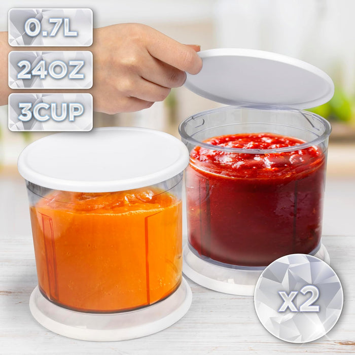 Duronic CH57 WE Mini hachoir 500W avec 2 bols de 700 ml avec couvercle Robot culinaire pour légumes fruits noix épices Permet de préparer sauces purée nourriture bébé