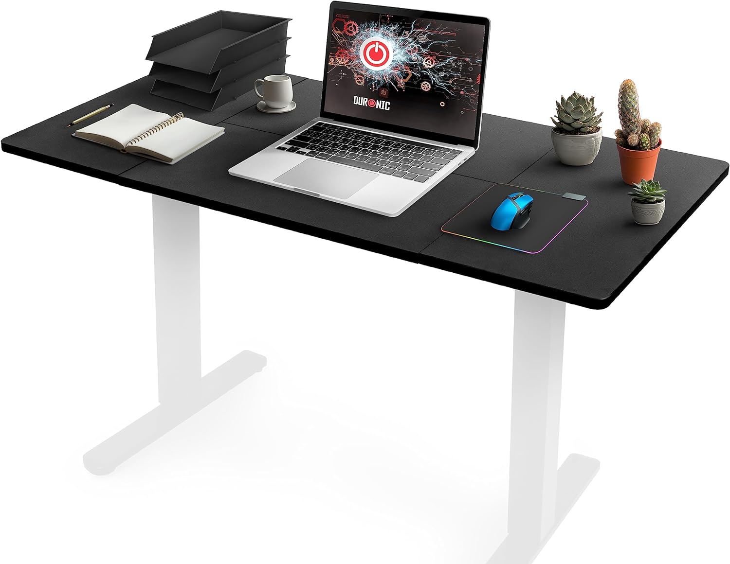 Duronic TT120 BK Plateau pour Bureau Assis Debout de 120 x 60 x 2 cm | Compatible avec la plupart des Structures Assis Debout | Idéal pour Poste de travail à domicile ou bureau