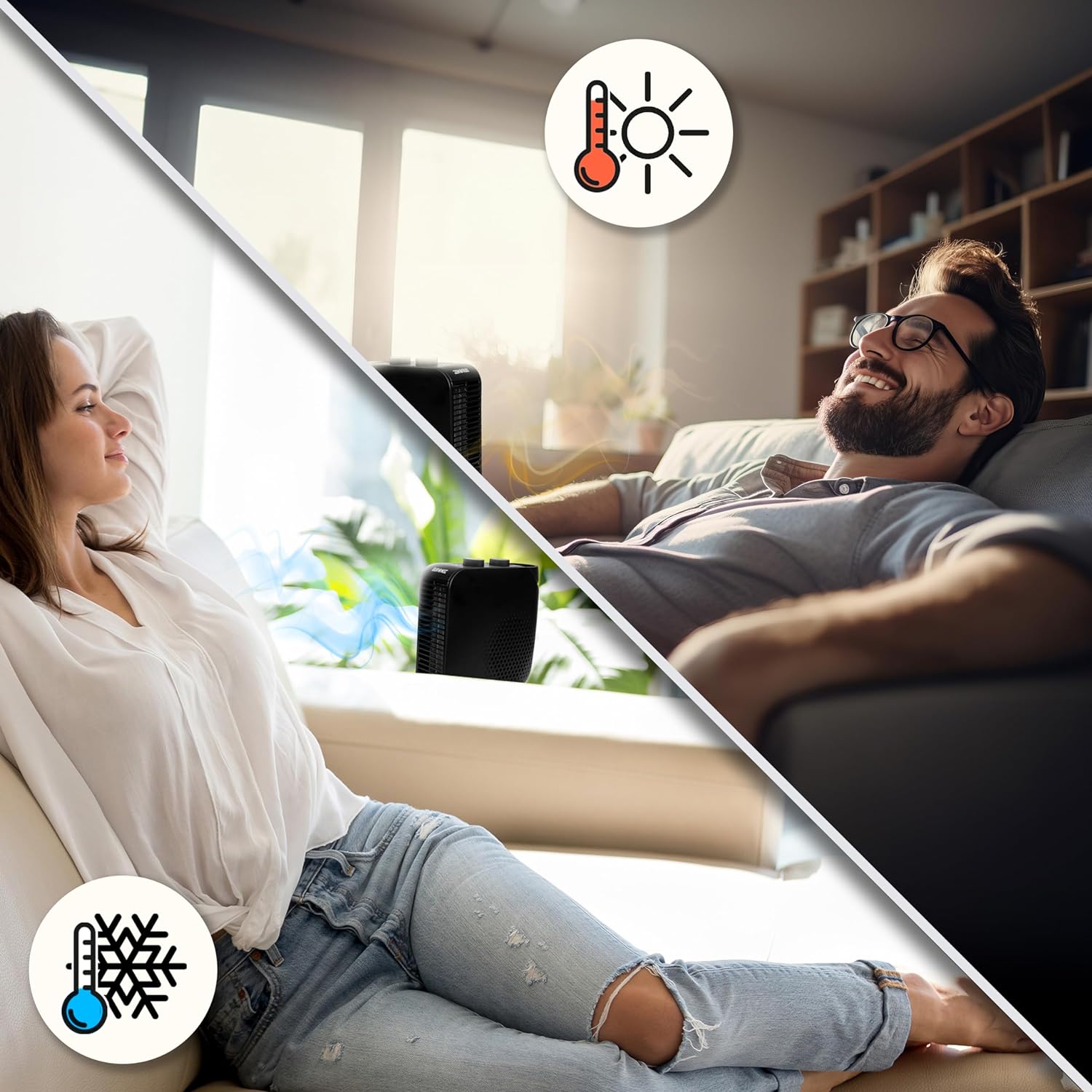 Duronic HV21 Radiateur soufflant électrique de 2000W | 2 Réglages de Puissance | Position verticale ou horizontale | Ventilateur d'air frais en été | Taille compacte