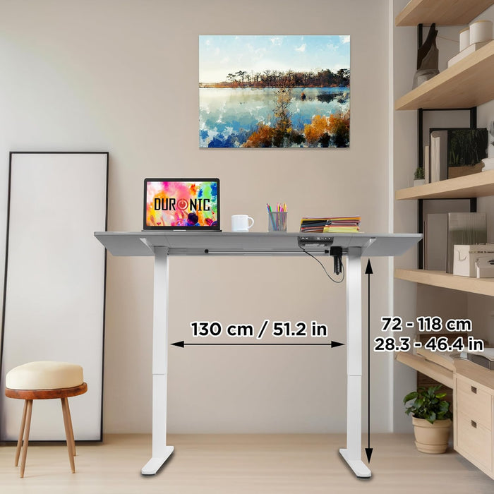 Duronic CD160 WG Bureau Assis-Debout électrique Complet avec Plateau de 160 cm Hauteur Ajustable de 72 à 118 cm Charge maximale de 70 kg Poste Travail Assis Debout Domicile télétravail Bureau