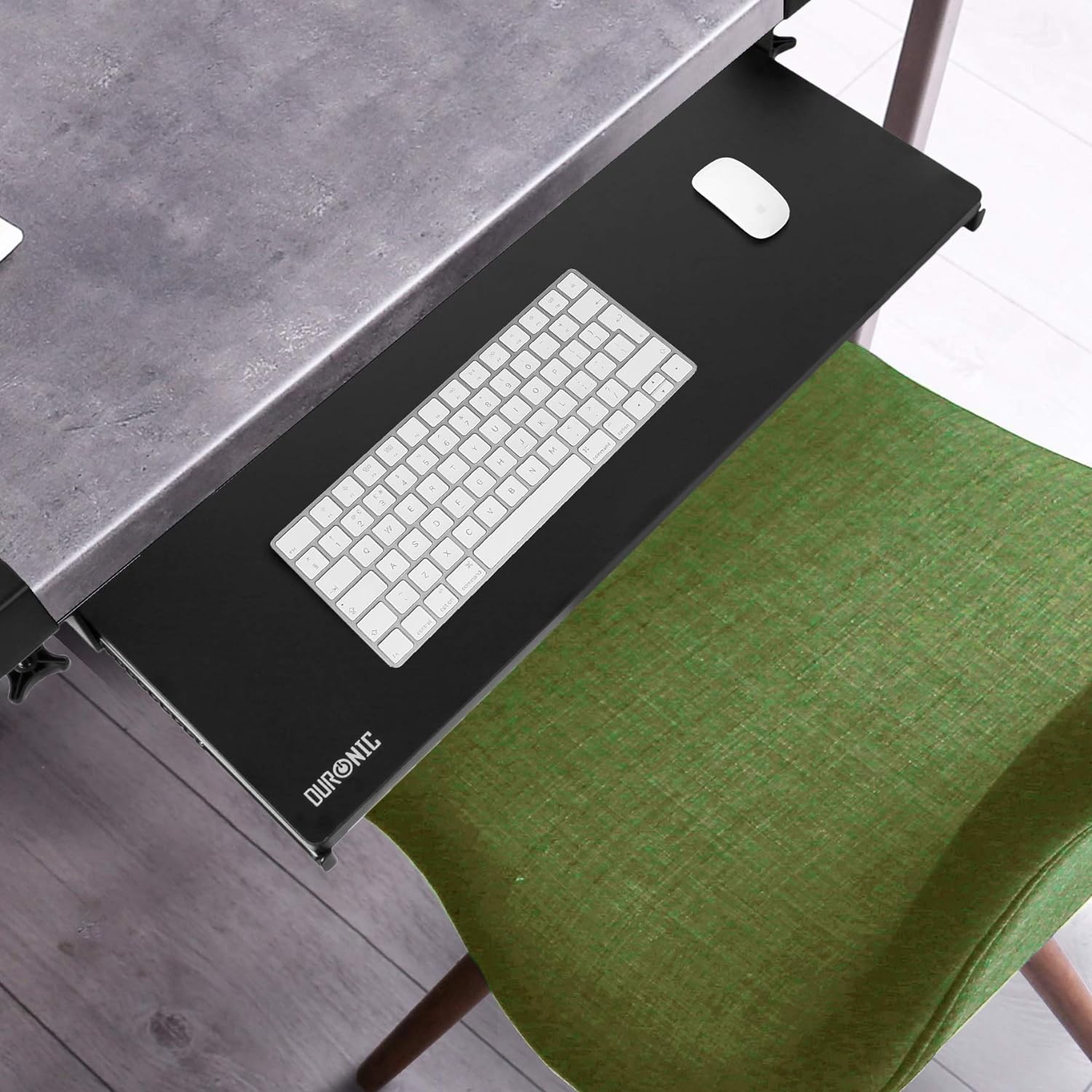 Duronic DKTPX2 Support coulissant pour clavier et souris, documents, ordinateur portable, tablette | Tiroir sous la table | Solution ergonomique pour le bureau | Fixation avec des pinces en acier