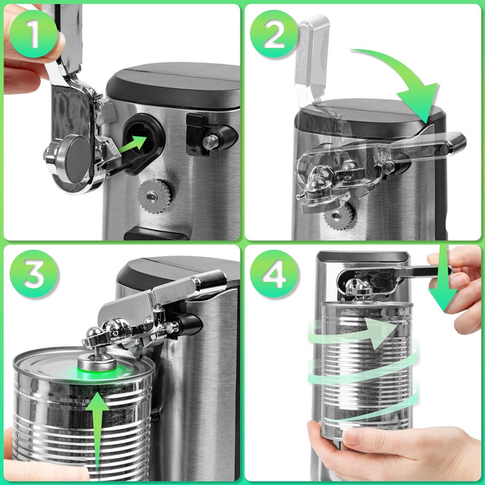 Duronic CO60 Ouvre-boîte électrique 50W Ouvre boîtes de conserve automatique Aiguiseur de couteaux Décapsuleur pour bouteille Permet de retirer les capsules des bouteilles et cannettes