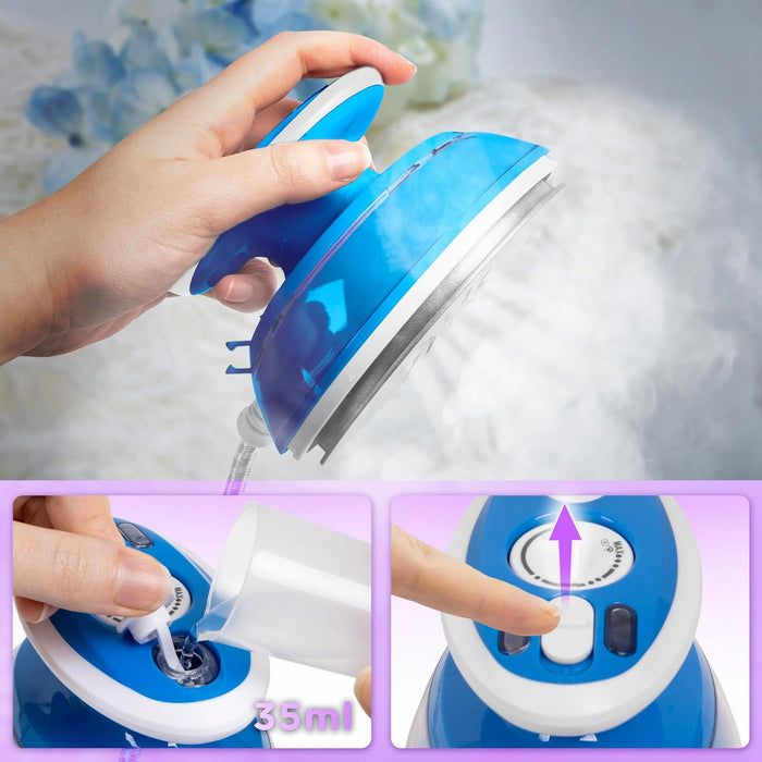 Duronic SI3 BE Fer à repasser à vapeur de voyage 400W Léger et compact 495g Idéal pour les déplacements Convient pour crafts et patchworks Accessoires inclus