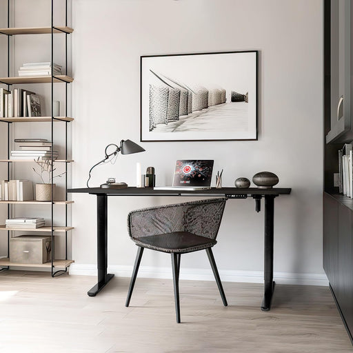 Duronic TM51 BK Structure de Bureau Assis-Debout électrique | Hauteur Ajustable de 72 à 118 cm | Charge maximale de 70 kg | Plateau de 120 140 ou 160 cm vendu séparément | Ports USB et USB-C