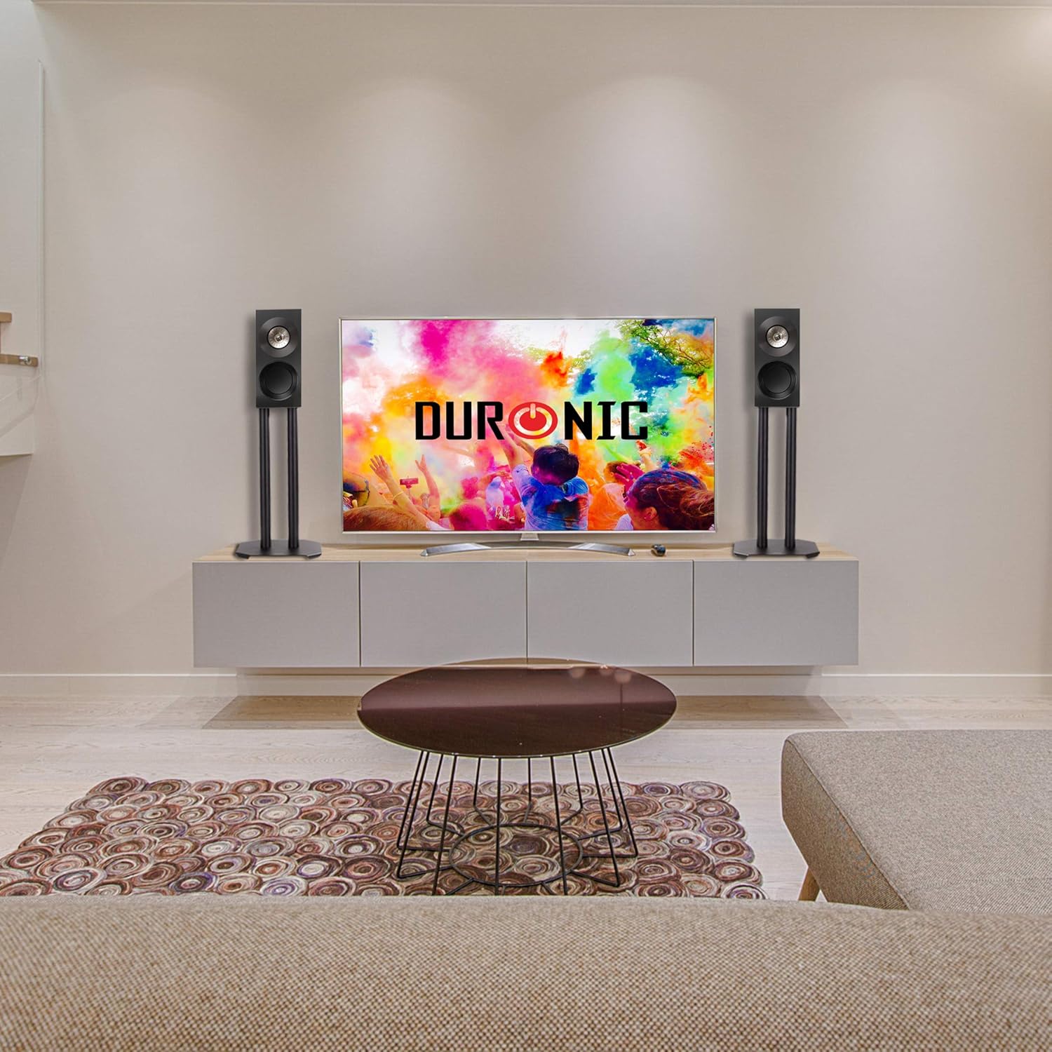 Duronic SPS1022 /40 Paire de Pieds d'Enceintes - 40 cm de Hauteur - Lestable avec du Sable - Cônes pour réduire Vibrations - Compatibilité Universelle Haut-parleurs Hi-FI/Stéréo/Home Cinema 5.1