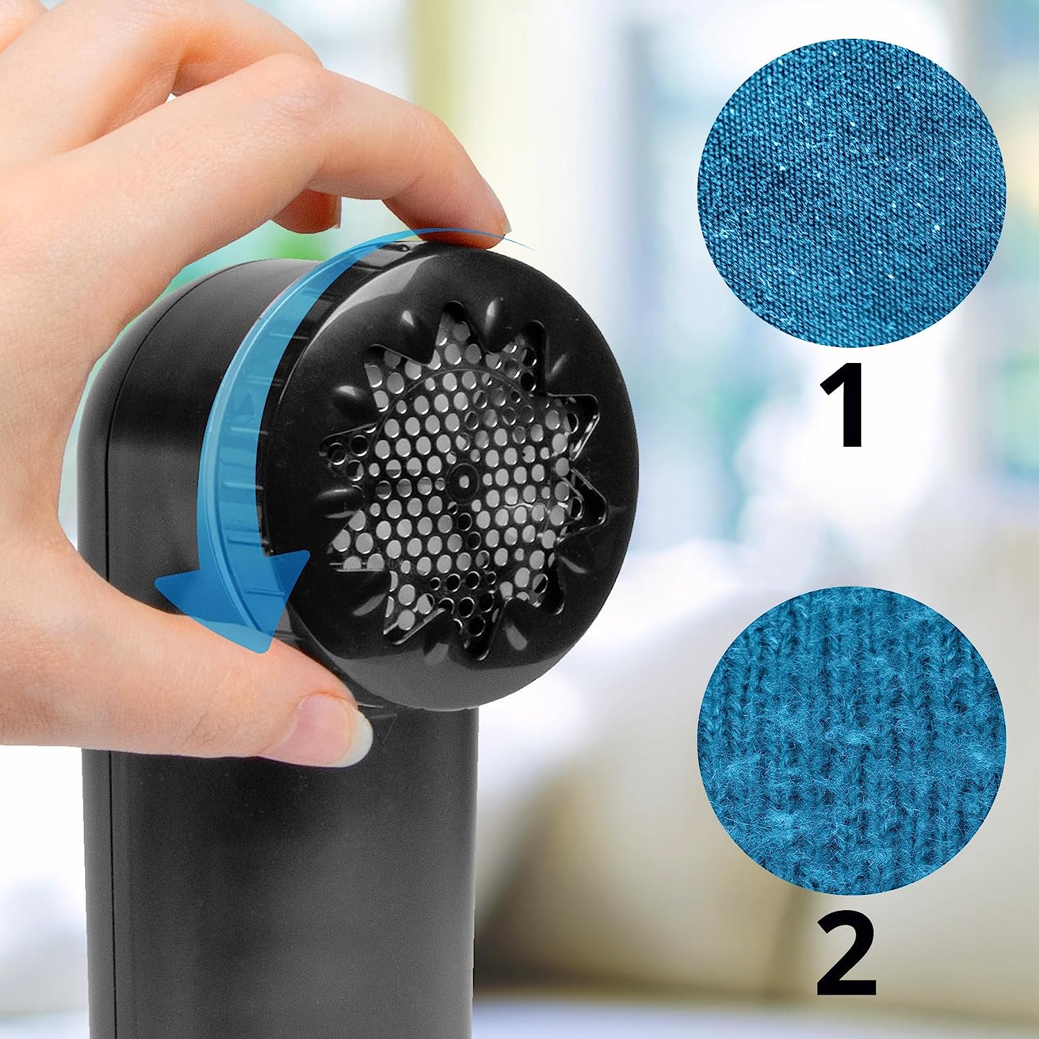 Duronic FS22 BK Rasoir Anti-Peluches Anti-bouloches électrique Filaire ou sur Batterie 2 hauteurs Pochette de Rangement Permet de Remettre à Neuf Vêtements Textiles Tissus Noir