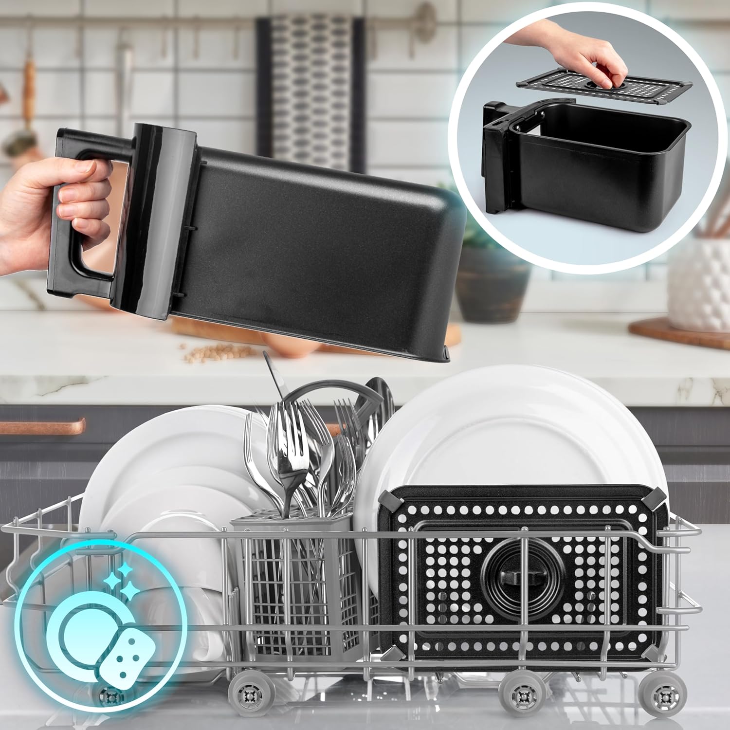 Duronic AFD2 BK 10L 2x Paniers de cuisson de 5 Litres pour Friteuse à air Tiroir de Cuisson pour Airfryer Compatible uniquement avec modèles AF14 AF24 AF34 de Duronic