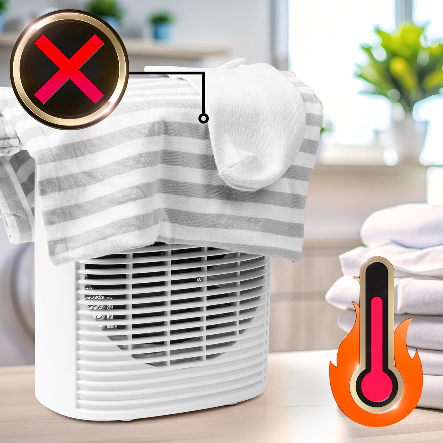 Duronic HV32 WE Radiateur soufflant électrique 2000W Thermostate réglable avec Mode éco Mode turbo Sécurité antibasculement avec arrêt automatique Idéal maison bureau garage
