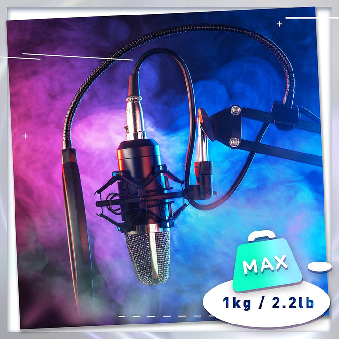 Duronic MH01 Bras de Microphone avec Perche de Suspension et Adaptateur à Pince pour Micro | pour Podcasts Vlog Enregistrement Radio Video Gaming | Noir