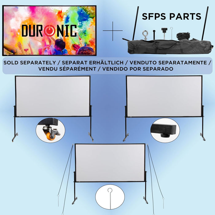 Duronic SFPS120 16:9 Ecran de Projection vidéoprojecteur 120 Pouces Toile de Projection écran Home 4K Full HD 3D Cinema soirée cinéma Bureaux Conférence Classe école Montage Mural trépied