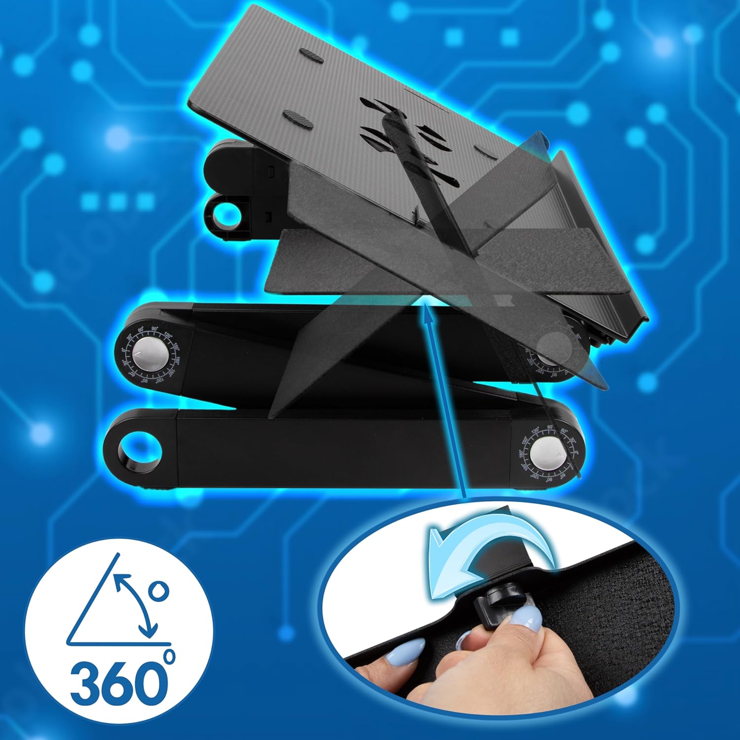 Duronic DML141 Support Ordinateur Portable tablette pliable réglable Surélever l’écran Plateforme Souris Clavier Peinture Dessin Travail Aération Ventilateurs USB Refroidisseur PC Laptop