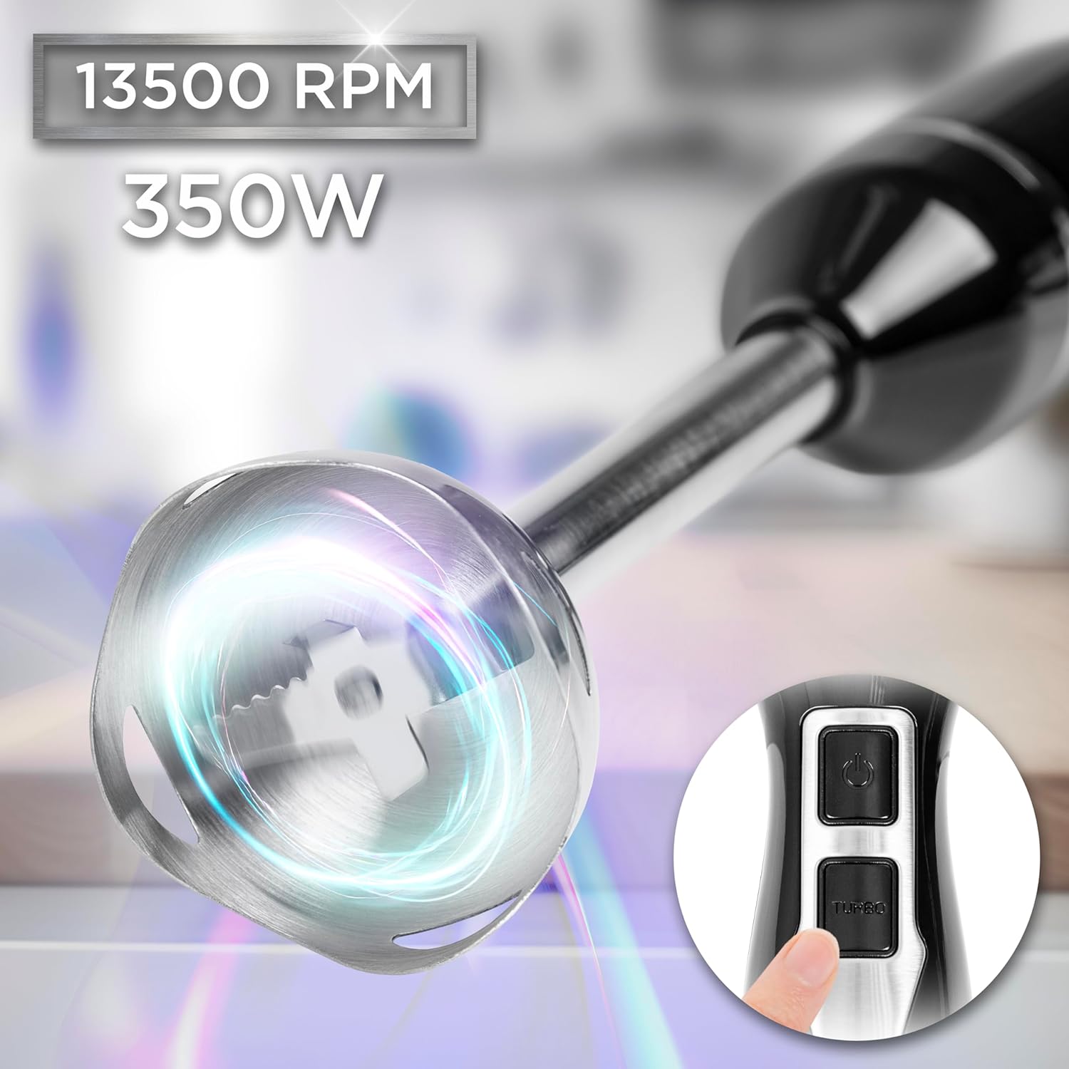 Duronic HB35B Mixeur plongeant à main 350W | 2 Réglages de Vitesses | 2 lames en acier inoxydable | Axe en inox | Résiste à la chaleur | Idéal pour Pâtisserie Smoothie Glaçage Purée Fruits Légumes