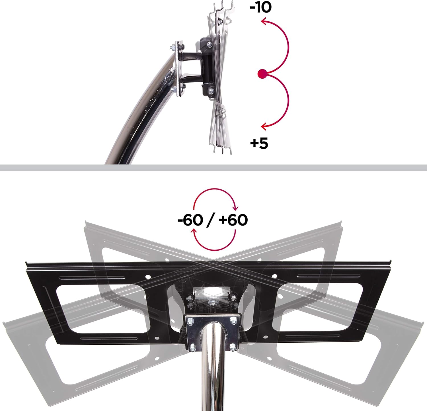 Duronic TVS3F1 Meuble TV pour écran 37 à 70 Pouces Support télévision LCD LED OLED QLED Inclinaison -10° +15° Rotation -60° +60° VESA 600x400 mm Charge Max 68 kg