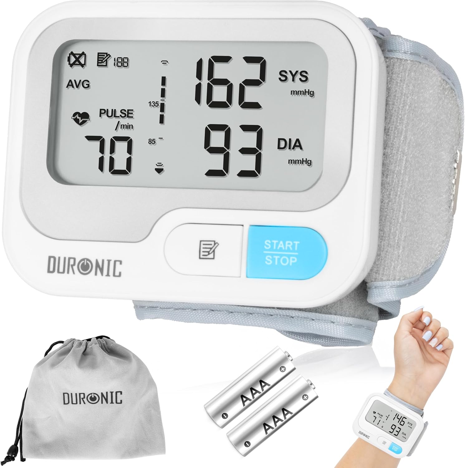 Duronic BPM65 Tensiomètre 6V Appareil de mesure de tension artérielle systolique diastolique avec fonction mémoire Mesures précises de la pression artérielle 2x piles AAA