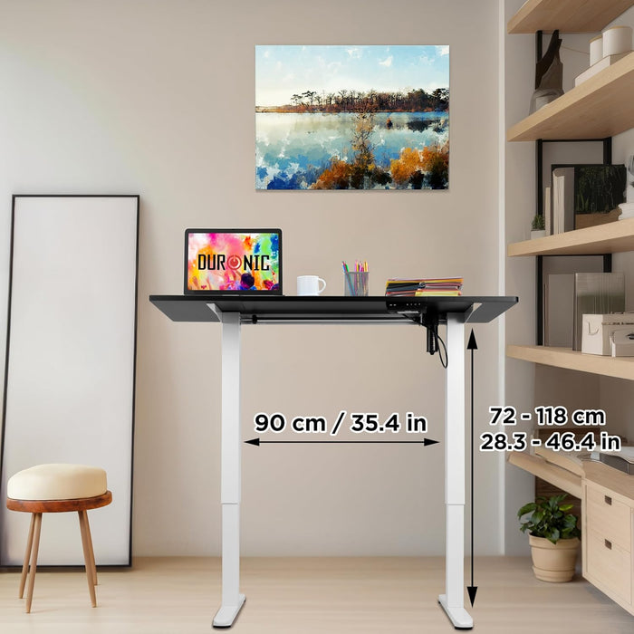 Duronic CD120 WK Bureau Assis-Debout électrique Complet avec Plateau de 120 cm Hauteur Ajustable de 72 à 118 cm Charge maximale de 70 kg Poste Travail Assis Debout Domicile télétravail Bureau