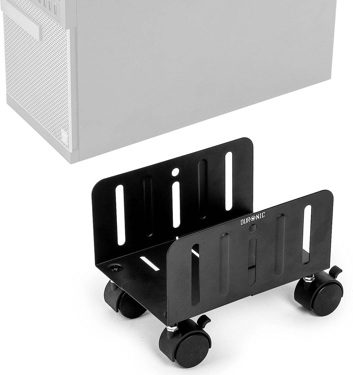 Duronic DMHD2 Support pour Tour d'Ordinateur | Support à roulettes verrouillables pour Unité Centrale | Rangement sous Le Bureau | Largeur réglable de 13 à 21 cm | Charge maximale de 15 kg | Noir