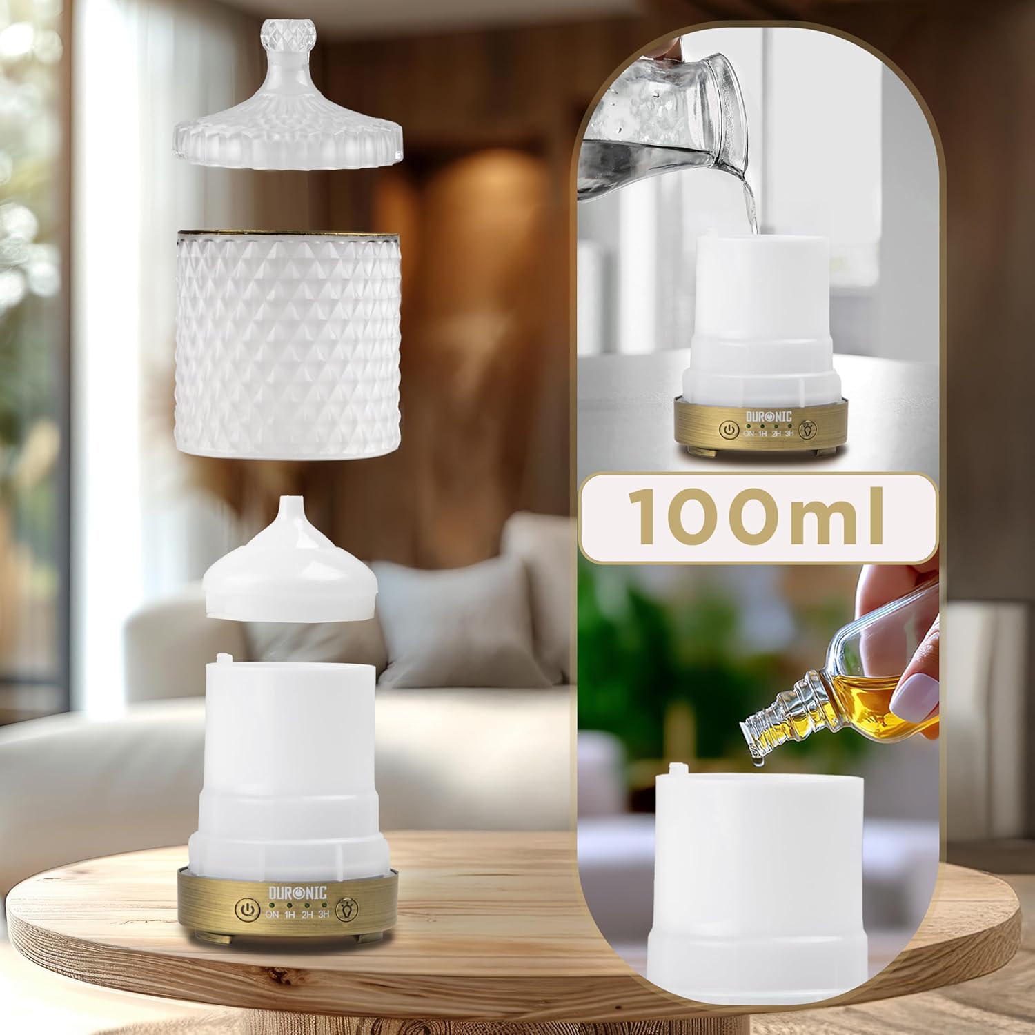 Duronic AD31 Diffuseur d’Arômes Brumisateur d’Huiles essentielles Purificateur d’air Naturel Humidificateur Aromathérapie Maison Bien être Relaxation détente apaisant Parfum