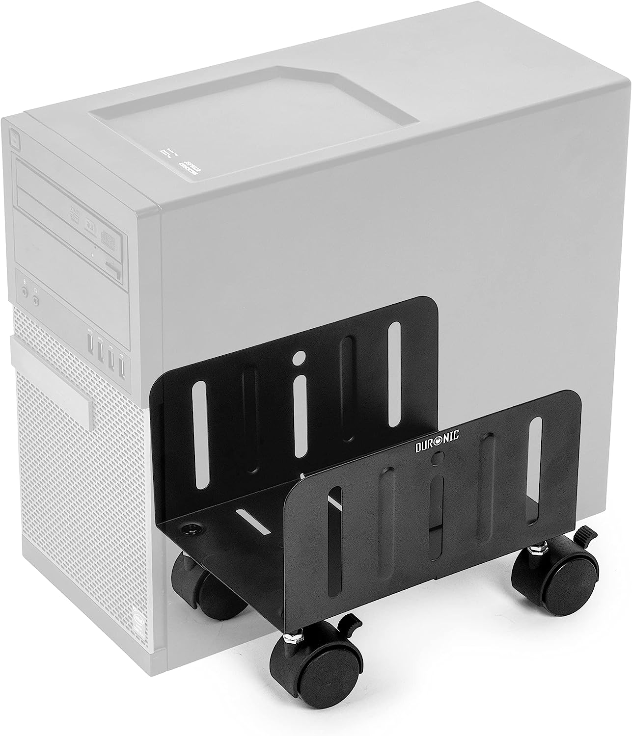 Duronic DMHD2 Support pour Tour d'Ordinateur | Support à roulettes verrouillables pour Unité Centrale | Rangement sous Le Bureau | Largeur réglable de 13 à 21 cm | Charge maximale de 15 kg | Noir