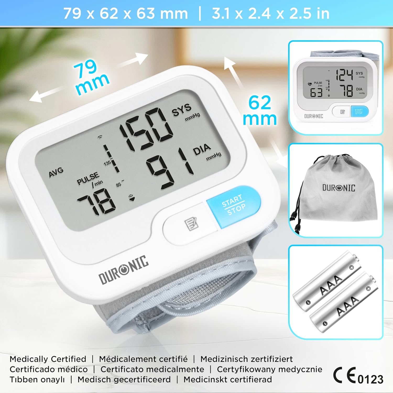 Duronic BPM65 Tensiomètre 6V Appareil de mesure de tension artérielle systolique diastolique avec fonction mémoire Mesures précises de la pression artérielle 2x piles AAA
