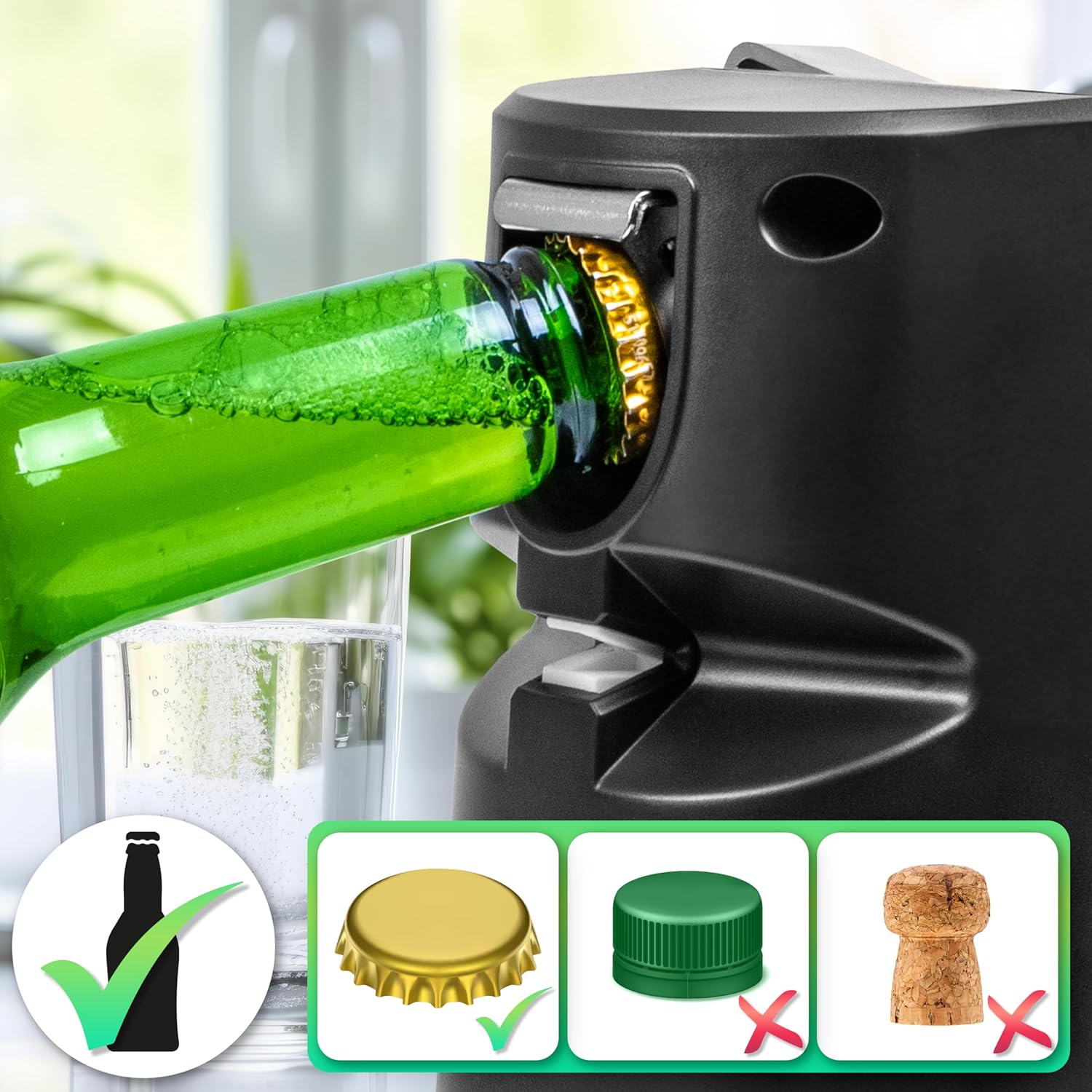 Duronic CO60 Ouvre-boîte électrique 50W Ouvre boîtes de conserve automatique Aiguiseur de couteaux Décapsuleur pour bouteille Permet de retirer les capsules des bouteilles et cannettes