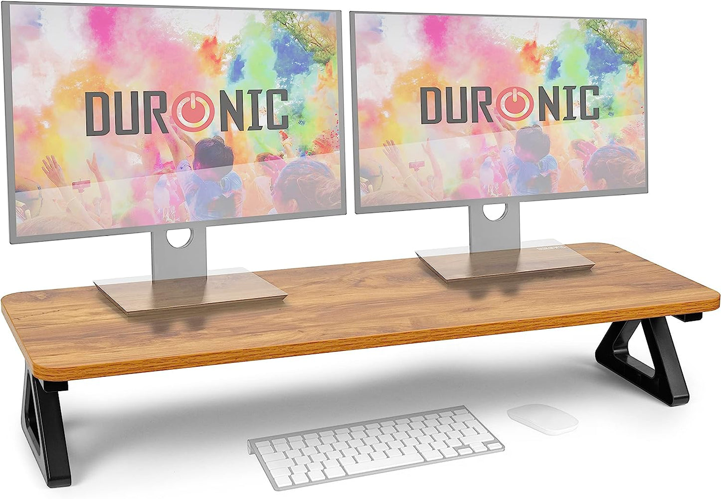Duronic DM06-2 AO Support pour deux moniteurs en MDF 82 x 30 cm | Réhausseur d’écran d’ordinateur portable LCD LED TV | Pour 1 ou 2 écrans de 13,5cm | Espace de travail ergonomique avec rangement